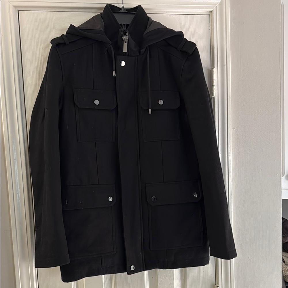 Basic Editions Men's Black Hooded Jacket